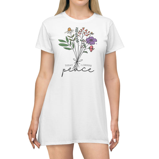 Floral Peace T-Shirt Dress